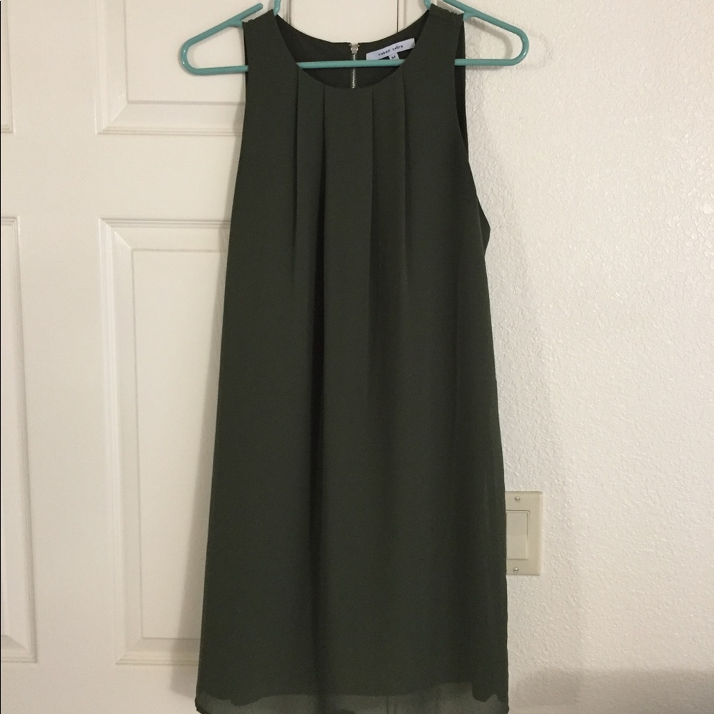 NWOT Naked Zebra Pleated Olive Dress